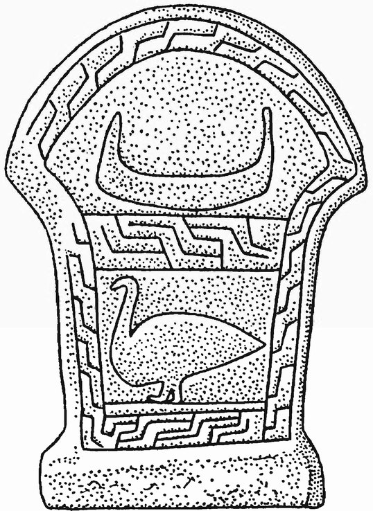 Рис. 24. Птица, изображенная на камне 7 из Хала Броа, Готланд (по Линдквисту)